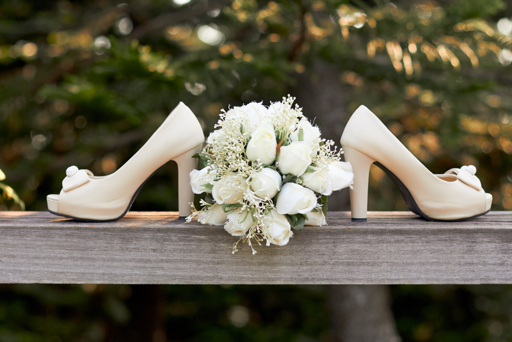 Wedding Shoes With Bouquet