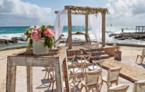 wedding setup on beach