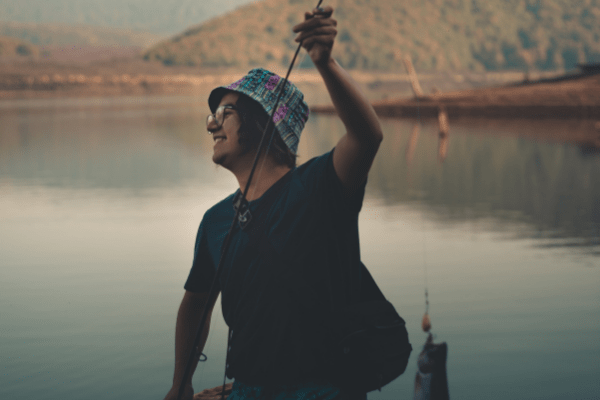 Person enjoying fishing